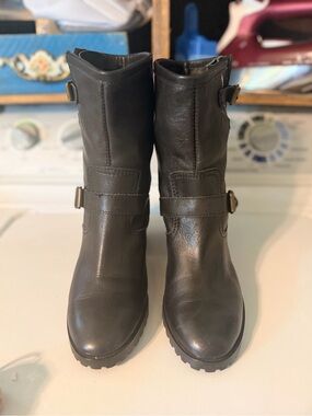 KORS Michael Kors Black Leather Moto Ankle Boots Women’s Size 6.5 Made In Italy